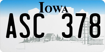 IA license plate ASC378