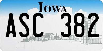 IA license plate ASC382