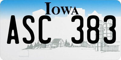IA license plate ASC383