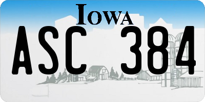 IA license plate ASC384