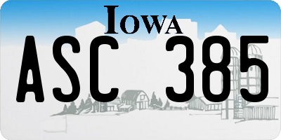 IA license plate ASC385