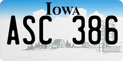 IA license plate ASC386