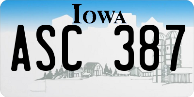 IA license plate ASC387