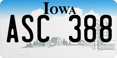 IA license plate ASC388