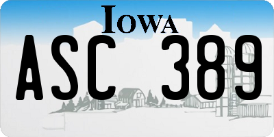 IA license plate ASC389