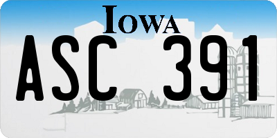 IA license plate ASC391