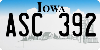 IA license plate ASC392