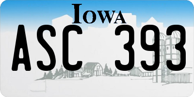 IA license plate ASC393