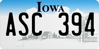 IA license plate ASC394