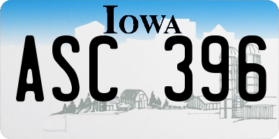 IA license plate ASC396