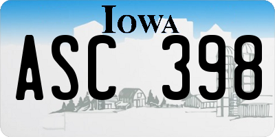 IA license plate ASC398