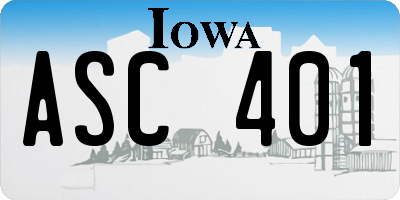 IA license plate ASC401