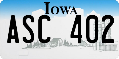 IA license plate ASC402