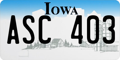 IA license plate ASC403