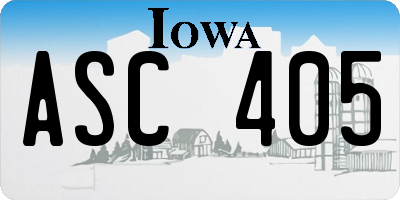 IA license plate ASC405