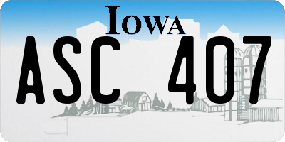 IA license plate ASC407