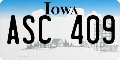 IA license plate ASC409