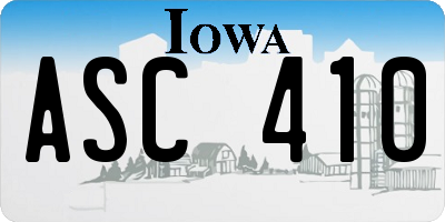 IA license plate ASC410