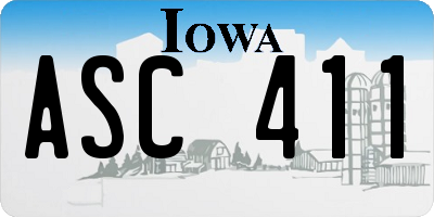 IA license plate ASC411