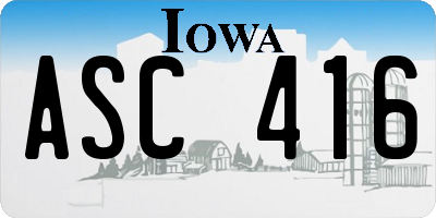 IA license plate ASC416