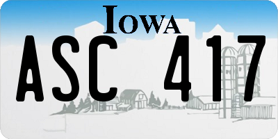 IA license plate ASC417