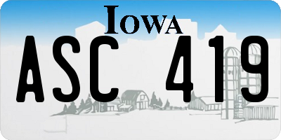 IA license plate ASC419