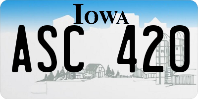 IA license plate ASC420