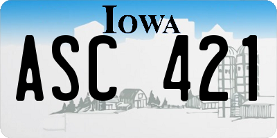 IA license plate ASC421