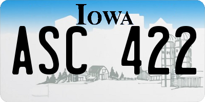 IA license plate ASC422