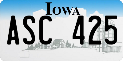 IA license plate ASC425