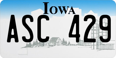 IA license plate ASC429