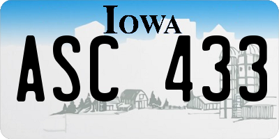 IA license plate ASC433