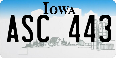 IA license plate ASC443