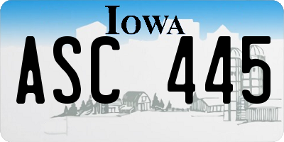 IA license plate ASC445