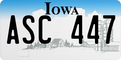 IA license plate ASC447