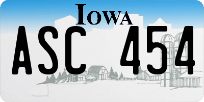 IA license plate ASC454