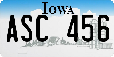 IA license plate ASC456