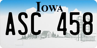 IA license plate ASC458