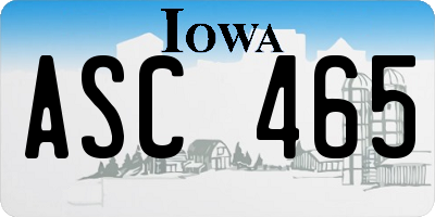 IA license plate ASC465
