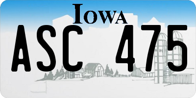 IA license plate ASC475