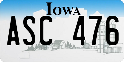 IA license plate ASC476