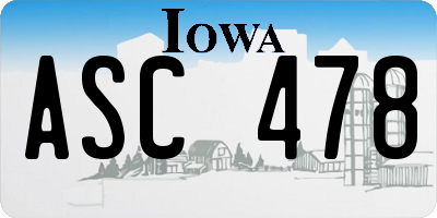 IA license plate ASC478