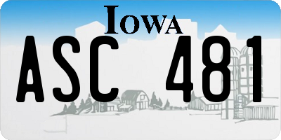 IA license plate ASC481