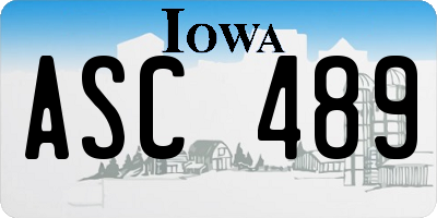 IA license plate ASC489