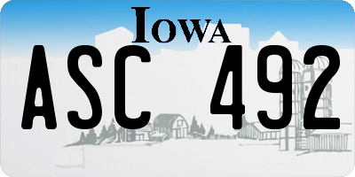 IA license plate ASC492