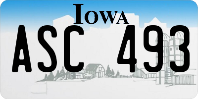 IA license plate ASC493