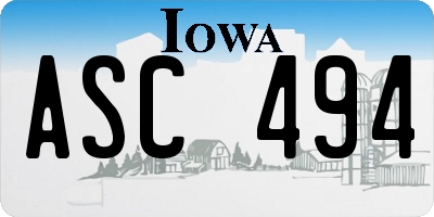 IA license plate ASC494