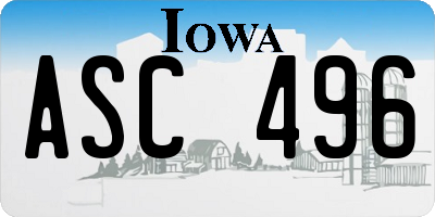 IA license plate ASC496
