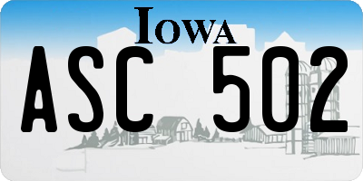 IA license plate ASC502