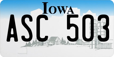 IA license plate ASC503